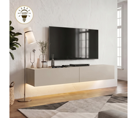 Επιτοίχιο Έπιπλο Τηλεόρασης Aristo Sandstone 135x31,6x25 εκ. Με LED
