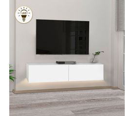 Έπιπλο τηλεόρασης επιτοίχιο Aristo με LED χρώμα λευκό 135x31,6x25εκ.