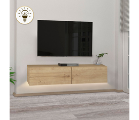 Έπιπλο τηλεόρασης επιτοίχιο Aristo με LED χρώμα sapphire oak 135x31,6x25εκ.