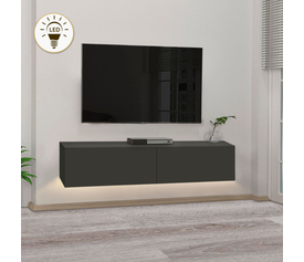 Έπιπλο τηλεόρασης επιτοίχιο Aristo με LED χρώμα ανθρακί 135x31,6x25εκ.