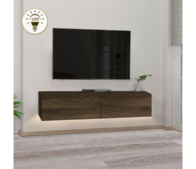 Έπιπλο τηλεόρασης επιτοίχιο Aristo με LED χρώμα καρυδί 135x31,6x25εκ.