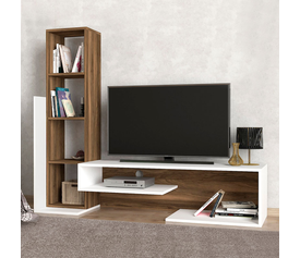 Σύνθεση τηλεόρασης Bend χρώμα λευκό - καρυδί 153,6x39x131εκ.