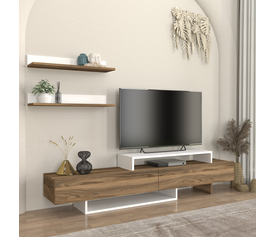 Έπιπλο τηλεόρασης Nirvana χρώμα καρυδί - λευκό 180x31,3x41,7εκ.