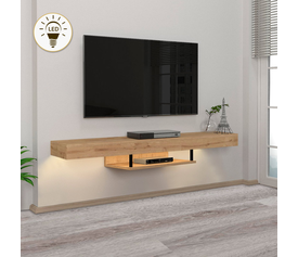 Έπιπλο τηλεόρασης επιτοίχιο Albares με LED χρώμα sapphire oak 150x29,6x22εκ.