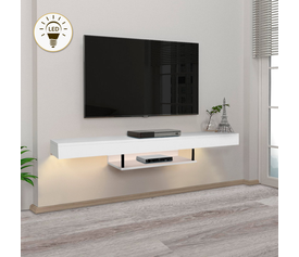 Έπιπλο τηλεόρασης επιτοίχιο Albares με LED χρώμα λευκό 150x29,6x22εκ.