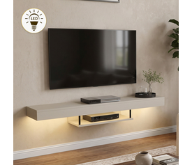 Έπιπλο Τηλεόρασης Επιτοίχιο Albares Με LED Sandstone 150x29,6x22 Εκ.