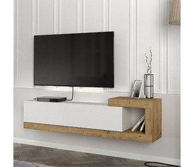 Έπιπλο τηλεόρασης επιτοίχιο Volare χρώμα λευκό - sapphire oak 150x29,6x38,6εκ.