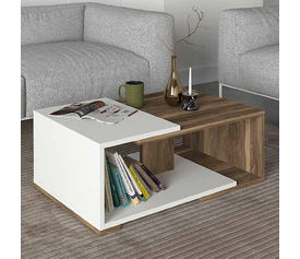 Τραπεζάκι σαλονιού Mareta χρώμα λευκό - καρυδί 81,8x50x35εκ.