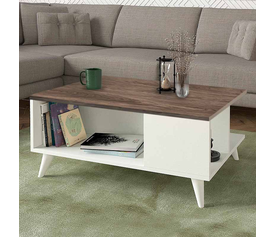 Τραπεζάκι σαλονιού Sedra χρώμα λευκό - καρυδί 90x60x38,6εκ.