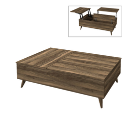 Τραπεζάκι σαλονιού Roy με σερβιτόρο χρώμα καρυδί 121x69x40εκ.