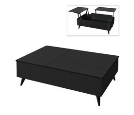 Τραπεζάκι σαλονιού Roy με σερβιτόρο χρώμα μαύρο 121x69x40εκ.