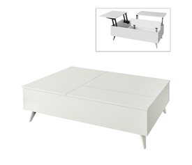 Τραπεζάκι σαλονιού Roy με σερβιτόρο χρώμα λευκό 121x69x40εκ.