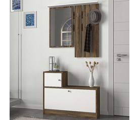 Έπιπλο εισόδου Galina χρώμα καρυδί - λευκό 91,8x27x70εκ.