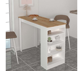 Τραπέζι μπαρ Monaco χρώμα λευκό - sapphire oak 120x51,6x101,8εκ.