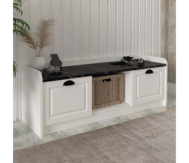 Παπουτσοθήκη Rayne χρώμα λευκό - μαύρο εφέ μαρμάρου 120x40x45εκ.