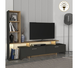 Σύνθεση τηλεόρασης Simal με LED χρώμα ανθρακί - sepet oak 168,2x31,3x120εκ.