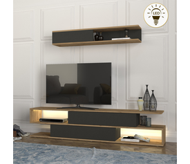 Σύνθεση τηλεόρασης Manet με LED χρώμα sepet oak - ανθρακί 180x29,5x39εκ.