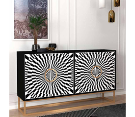 Μπουφές Gradel χρώμα μαύρο - ασπρόμαυρο 150x35x83,6εκ.