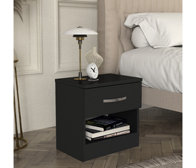 Κομοδίνο Lube χρώμα μαύρο 40x28,2x40εκ.