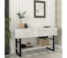 Κονσόλα Aron χρώμα λευκό εφέ μαρμάρου 138,8x41x75,7εκ.