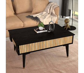 Τραπεζάκι σαλονιού Bolea χρώμα modern black - φυσικό οξιάς 90x60x38,6εκ.