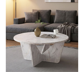 Lagerta living room table, white marble effect, 75x75x35 cm