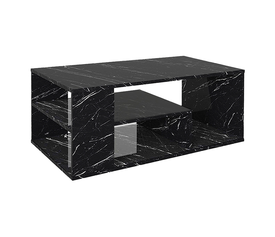 Τραπεζάκι σαλονιού Abdera χρώμα μαύρο εφέ μαρμάρου 110x60x42εκ.