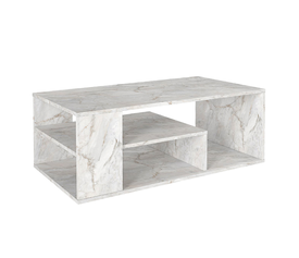 Τραπεζάκι σαλονιού Abdera χρώμα λευκό εφέ μαρμάρου 110x60x42εκ.