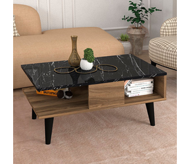 Τραπεζάκι σαλονιού Andros χρώμα καρυδί - μαύρο εφέ μαρμάρου 90x54x39,6εκ.