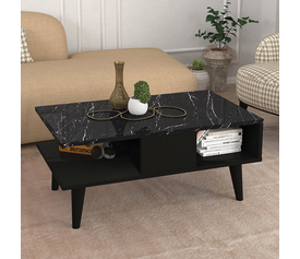 Τραπεζάκι σαλονιού Andros χρώμα μαύρο - μαύρο εφέ μαρμάρου 90x54x39,6εκ.