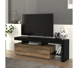 Έπιπλο τηλεόρασης Acnes χρώμα μαύρο - καρυδί 160x40x53εκ.