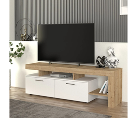 Έπιπλο τηλεόρασης Acnes χρώμα λευκό - sapphire oak 160x40x53εκ.