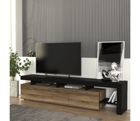 Έπιπλο τηλεόρασης Acnes χρώμα μαύρο - καρυδί 220x40x52εκ.