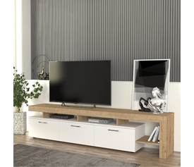 Έπιπλο τηλεόρασης Acnes χρώμα λευκό - sapphire oak 220x40x52εκ.