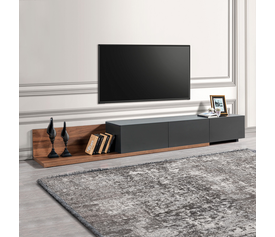 Έπιπλο τηλεόρασης Enstey χρώμα καρυδί - ανθρακί 260x41,8x33,5εκ.