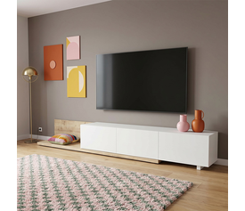 Έπιπλο τηλεόρασης Enstey επεκτεινόμενο χρώμα sapphire oak - λευκό 260x41,8x33,5εκ.