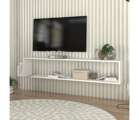 Έπιπλο τηλεόρασης επιτοίχιο Regnar χρώμα λευκό 168,6x25x31,8εκ.