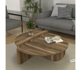 Τραπεζάκι σαλονιού Nilvia χρώμα καρυδί Ø85x35εκ.