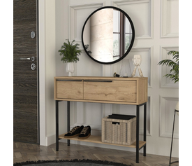 Κονσόλα με καθρέπτη Suzy χρώμα sepet oak 90x29,6x76εκ.