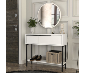 Κονσόλα με καθρέπτη Suzy χρώμα λευκό 90x29,6x76εκ.