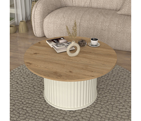 Τραπεζάκι σαλονιού Bohema χρώμα ivory - sepet oak Ø85x43,2εκ.