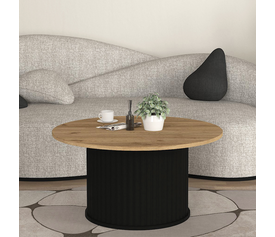 Τραπεζάκι σαλονιού Bohema χρώμα μαύρο - sepet oak Ø85x43,2εκ.