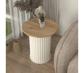 Τραπεζάκι βοηθητικό Bohema χρώμα ivory - sepet oak Ø50x53,2εκ.