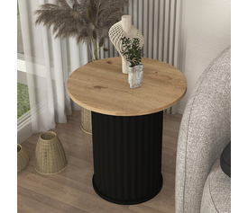 Τραπεζάκι βοηθητικό Bohema χρώμα μαύρο - sepet oak Ø50x53,2εκ.