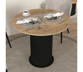 Τραπέζι Bohema χρώμα μαύρο - sepet oak Ø90x77,7εκ.