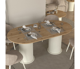 Τραπέζι Bohema χρώμα ivory - sepet oak 180x90x77,7εκ.