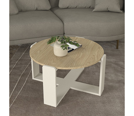 Τραπεζάκι σαλονιού Rebel χρώμα rota oak - sandstone Ø70x38εκ.