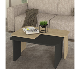 Τραπεζάκι σαλονιού σετ 2τμχ Lava χρώμα rota oak - ανθρακί 75x48,5x35,6εκ.