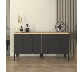 Μπουφές Pedro χρώμα ανθρακί - rota oak 150x45x75εκ.