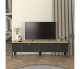 Έπιπλο τηλεόρασης Pedro χρώμα ανθρακί - rota oak 180x35x50,7εκ.